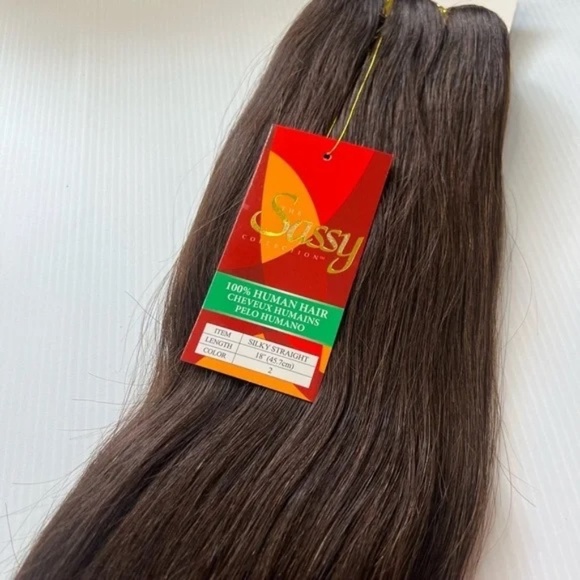 18 In Real Human hair Extensions Dark Brown Weft Straight |The Sassy col… - Picture 5 of 5